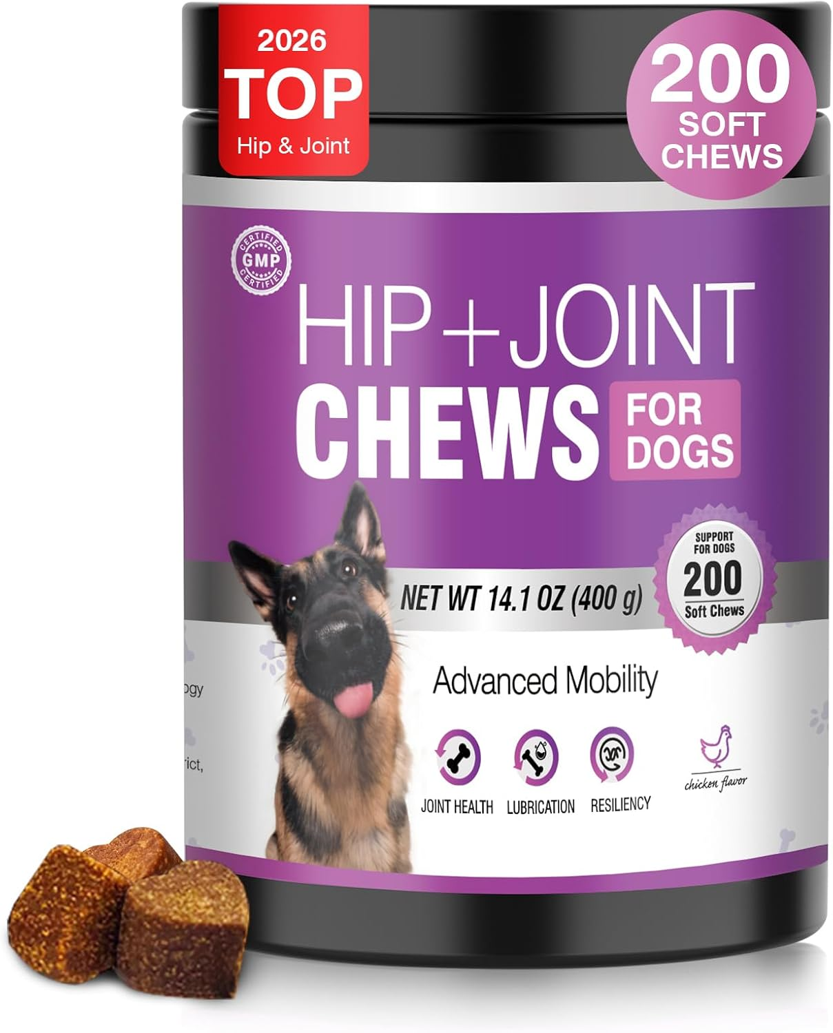 Hip and Joint Pet Nutrition Supplement for Dogs – 200 Soft Chews